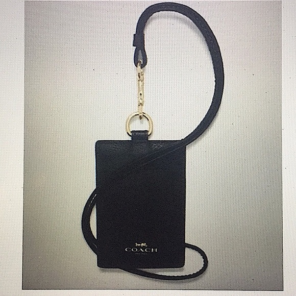 (UNISEX) COACH - ID LANYARD BLACK LEATHER (NWT) - Picture 8 of 15